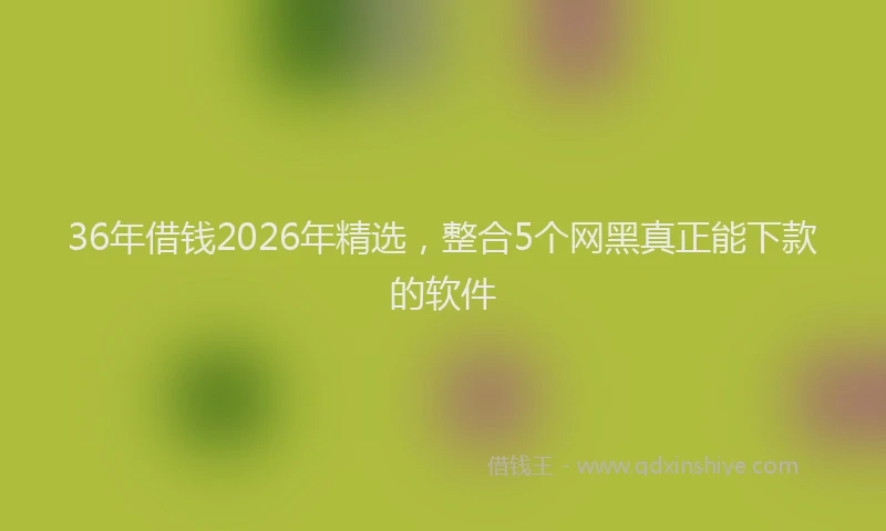 36年借钱2026年精选，整合5个网黑真正能下款的软件