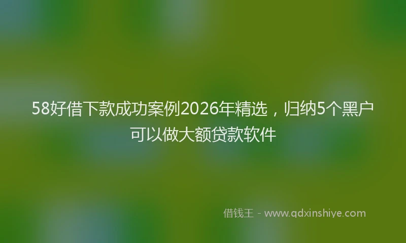 58好借下款成功案例2026年精选，归纳5个黑户可以做大额贷款软件