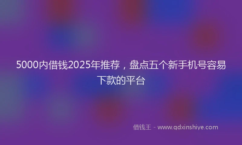 5000内借钱2025年推荐，盘点五个新手机号容易下款的平台