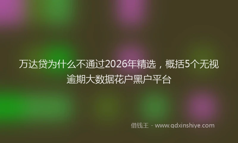 万达贷为什么不通过2026年精选，概括5个无视逾期大数据花户黑户平台
