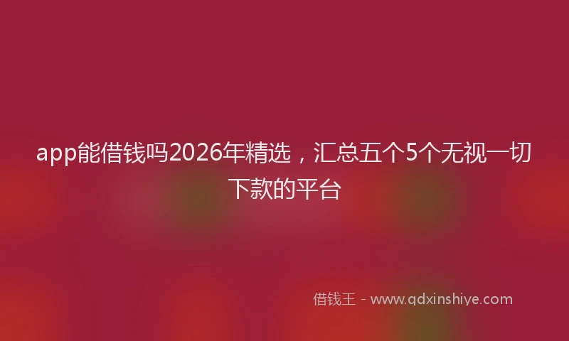 app能借钱吗2026年精选，汇总五个5个无视一切下款的平台