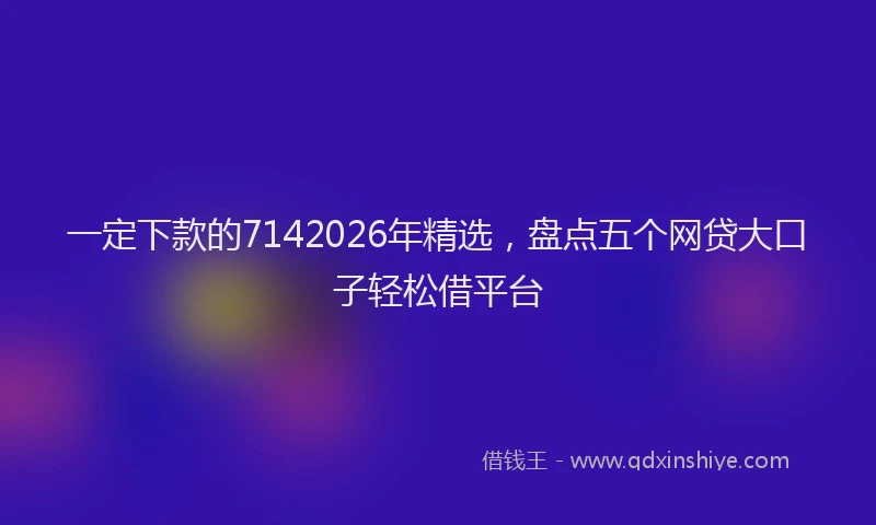 一定下款的7142026年精选,盘点五个网贷大口子轻松借平台