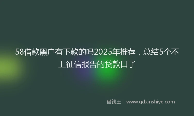 58借款黑户有下款的吗2025年推荐，总结5个不上征信报告的贷款口子