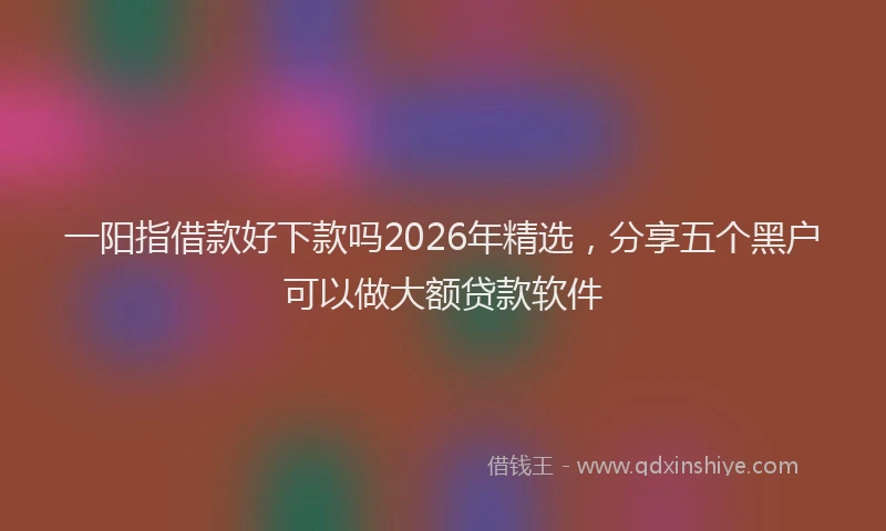 一阳指借款好下款吗2026年精选，分享五个黑户可以做大额贷款软件
