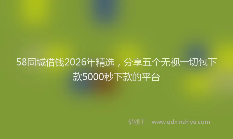 58同城借钱2026年精选，分享五个无视一切包下款5000秒下款的平台
