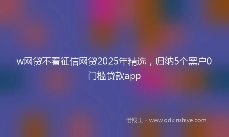 w网贷不看征信网贷2025年精选，归纳5个黑户0门槛贷款app