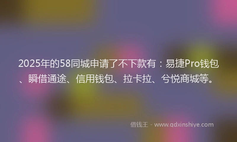 2025年的58同城申请了不下款有：易捷Pro钱包、瞬借通途、信用钱包、拉卡拉、兮悦商城等。
