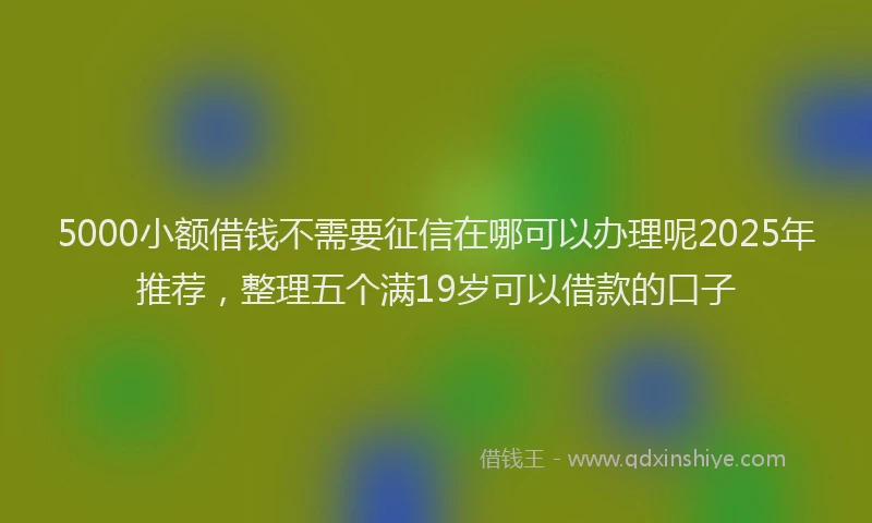 5000小额借钱不需要征信在哪可以办理呢2025年推荐，整理五个满19岁可以借款的口子