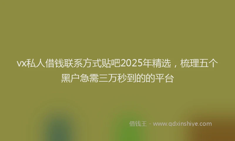 vx私人借钱联系方式贴吧2025年精选，梳理五个黑户急需三万秒到的的平台