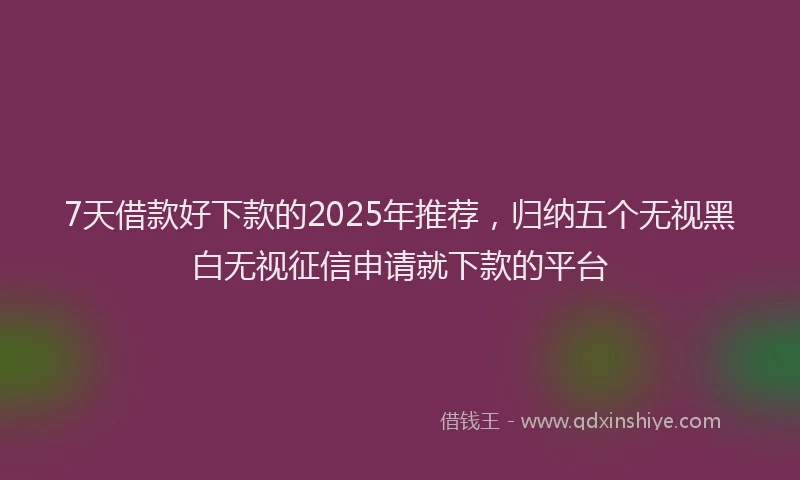 7天借款好下款的2025年推荐，归纳五个无视黑白无视征信申请就下款的平台