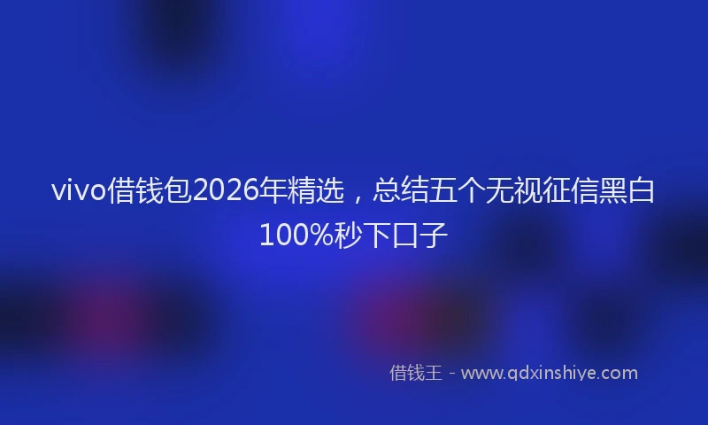 vivo借钱包2026年精选，总结五个无视征信黑白100%秒下口子