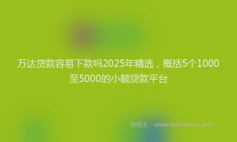 万达贷款容易下款吗2025年精选，概括5个1000至5000的小额贷款平台