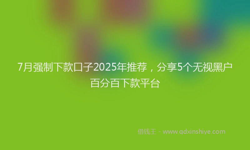 7月强制下款口子2025年推荐，分享5个无视黑户百分百下款平台