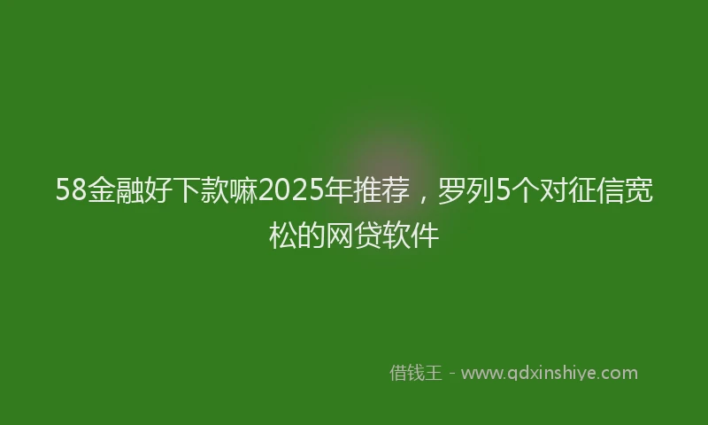 58金融好下款嘛2025年推荐，罗列5个对征信宽松的网贷软件