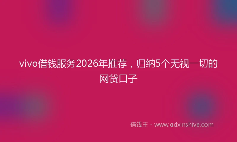 vivo借钱服务2026年推荐,归纳5个无视一切的网贷口子