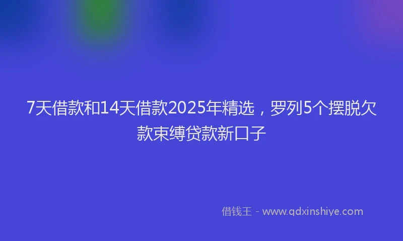 7天借款和14天借款2025年精选，罗列5个摆脱欠款束缚贷款新口子