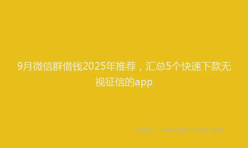 9月微信群借钱2025年推荐，汇总5个快速下款无视征信的app