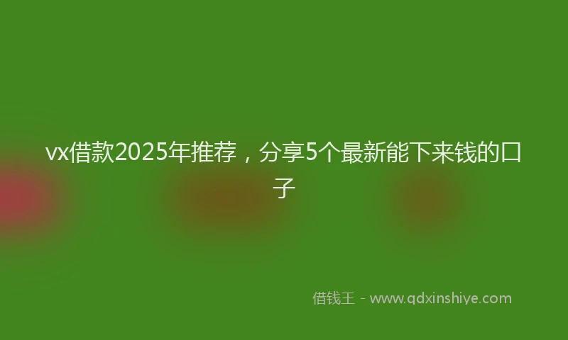 vx借款2025年推荐，分享5个最新能下来钱的口子