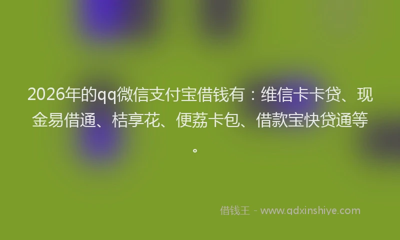 2026年的qq微信支付宝借钱有：维信卡卡贷、现金易借通、桔享花、便荔卡包、借款宝快贷通等。