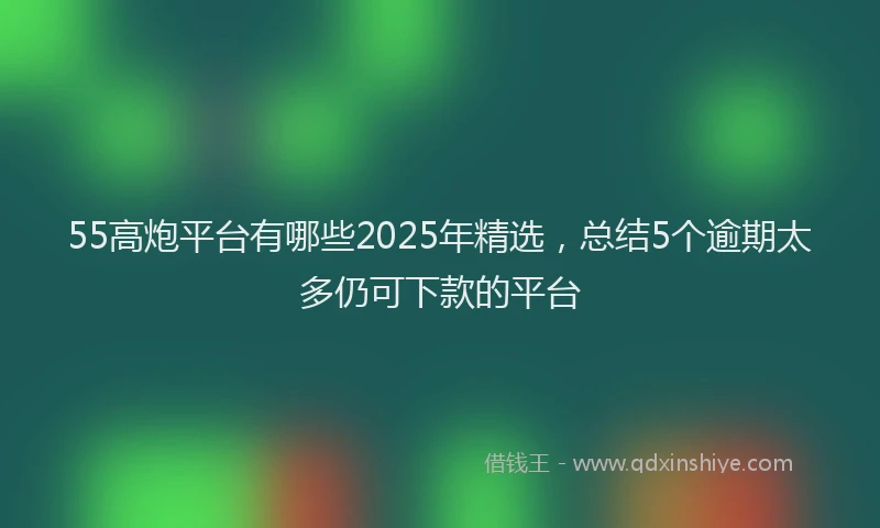 55高炮平台有哪些2025年精选，总结5个逾期太多仍可下款的平台