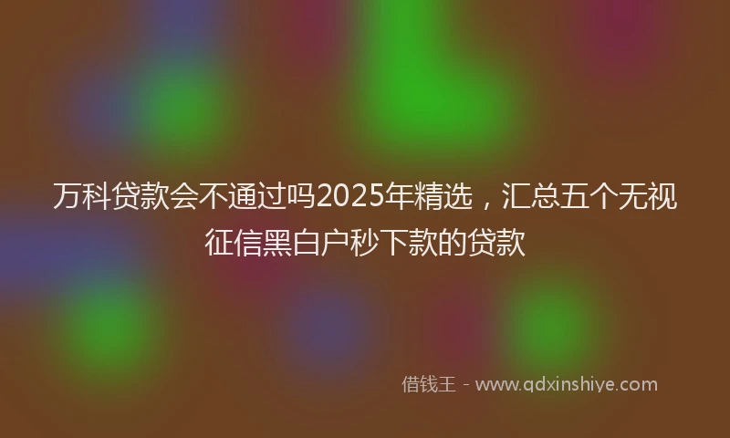 万科贷款会不通过吗2025年精选，汇总五个无视征信黑白户秒下款的贷款