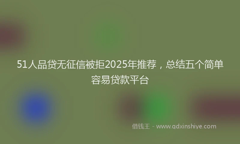 51人品贷无征信被拒2025年推荐，总结五个简单容易贷款平台