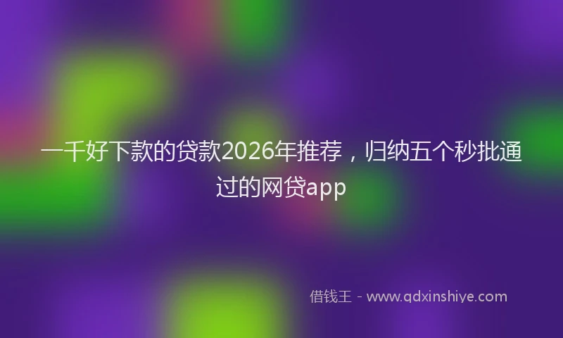 一千好下款的贷款2026年推荐，归纳五个秒批通过的网贷app