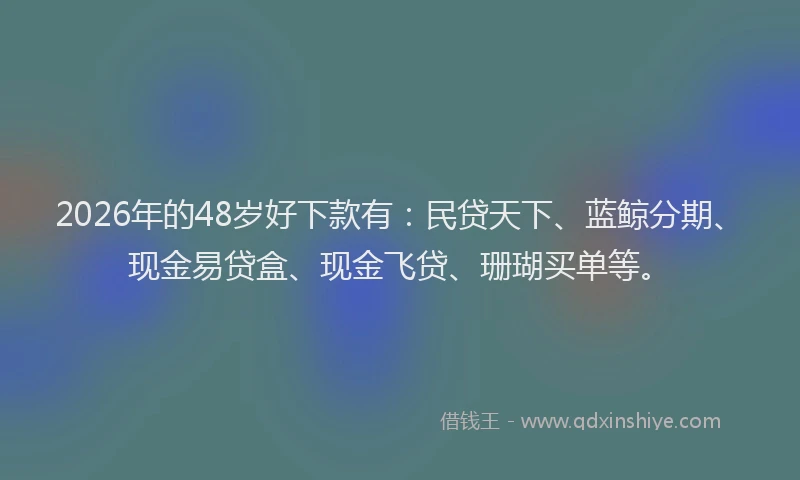 2026年的48岁好下款有：民贷天下、蓝鲸分期、现金易贷盒、现金飞贷、珊瑚买单等。