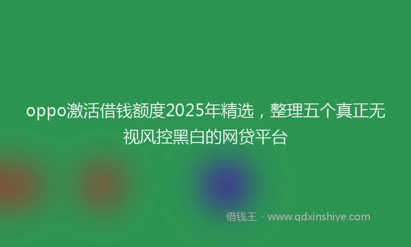 oppo激活借钱额度2025年精选，整理五个真正无视风控黑白的网贷平台