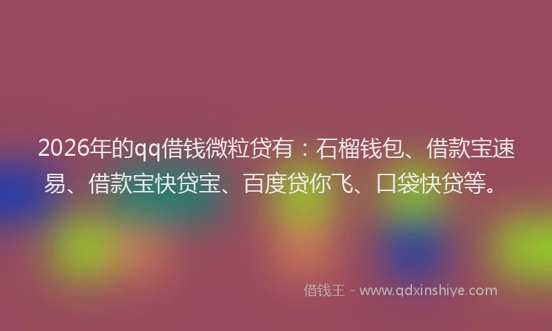 2026年的qq借钱微粒贷有：石榴钱包、借款宝速易、借款宝快贷宝、百度贷你飞、口袋快贷等。