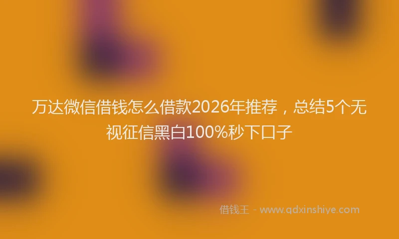 万达微信借钱怎么借款2026年推荐，总结5个无视征信黑白100%秒下口子
