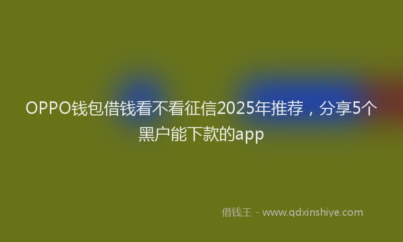 OPPO钱包借钱看不看征信2025年推荐，分享5个黑户能下款的app