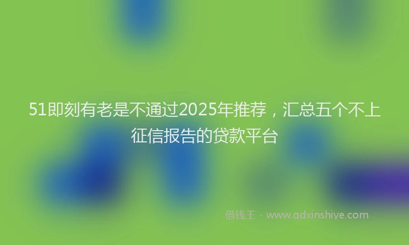 51即刻有老是不通过2025年推荐,汇总五个不上征信报告的贷款平台