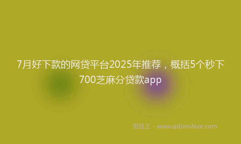 7月好下款的网贷平台2025年推荐,概括5个秒下700芝麻分贷款app