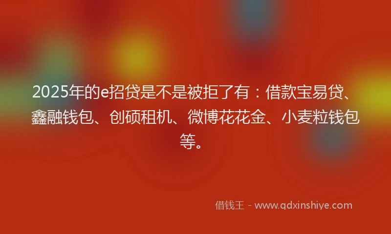2025年的e招贷是不是被拒了有：借款宝易贷、鑫融钱包、创硕租机、微博花花金、小麦粒钱包等。