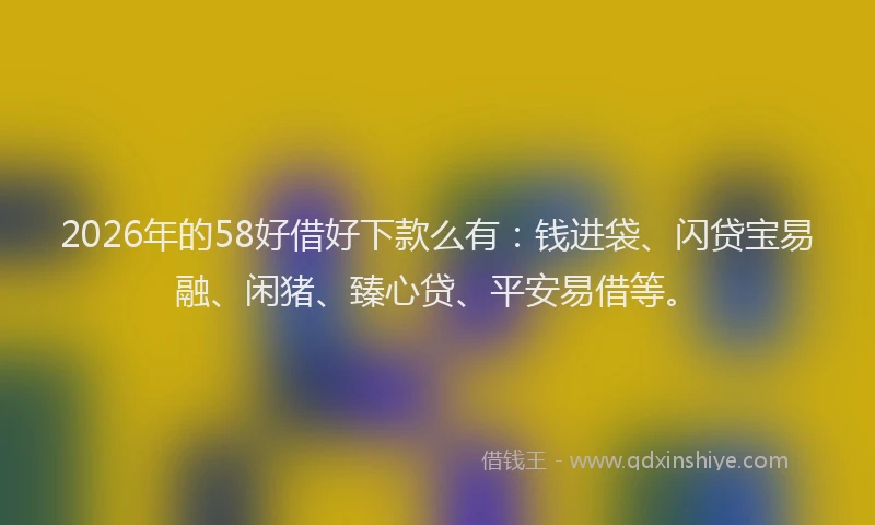2026年的58好借好下款么有：钱进袋、闪贷宝易融、闲猪、臻心贷、平安易借等。
