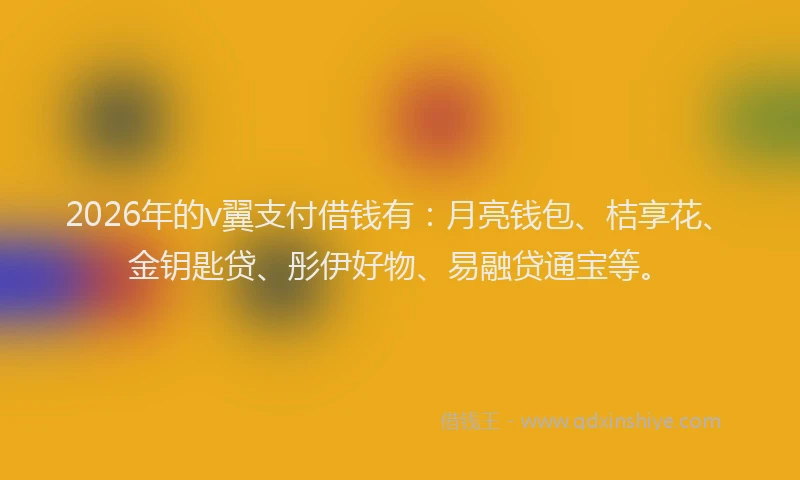 2026年的v翼支付借钱有：月亮钱包、桔享花、金钥匙贷、彤伊好物、易融贷通宝等。