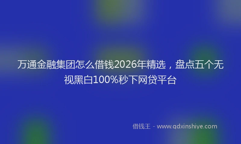 万通金融集团怎么借钱2026年精选，盘点五个无视黑白100%秒下网贷平台