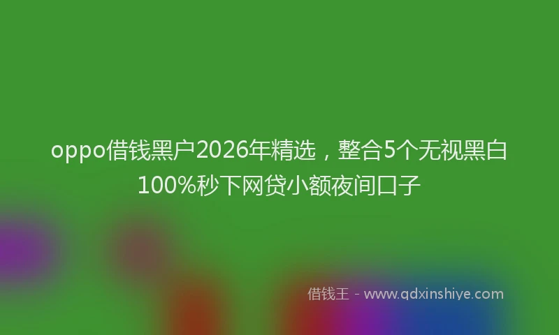 oppo借钱黑户2026年精选，整合5个无视黑白100%秒下网贷小额夜间口子