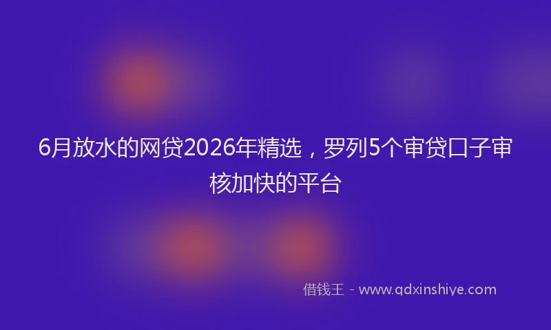 6月放水的网贷2026年精选，罗列5个审贷口子审核加快的平台