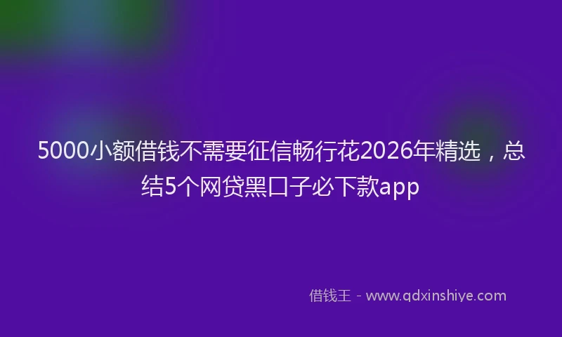 5000小额借钱不需要征信畅行花2026年精选，总结5个网贷黑口子必下款app