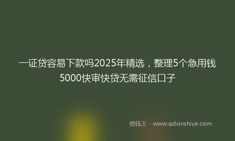 一证贷容易下款吗2025年精选，整理5个急用钱5000快审快贷无需征信口子