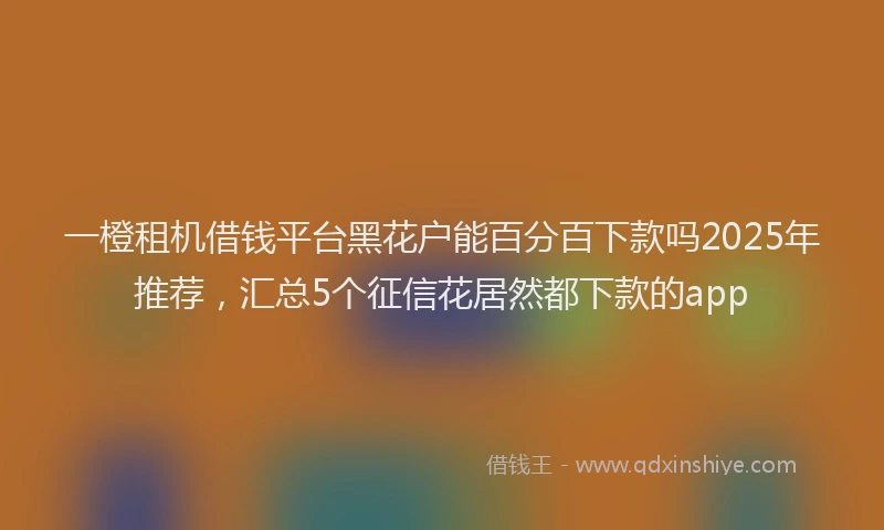 一橙租机借钱平台黑花户能百分百下款吗2025年推荐，汇总5个征信花居然都下款的app