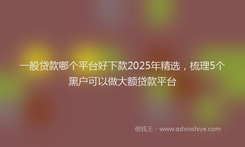 一般贷款哪个平台好下款2025年精选，梳理5个黑户可以做大额贷款平台