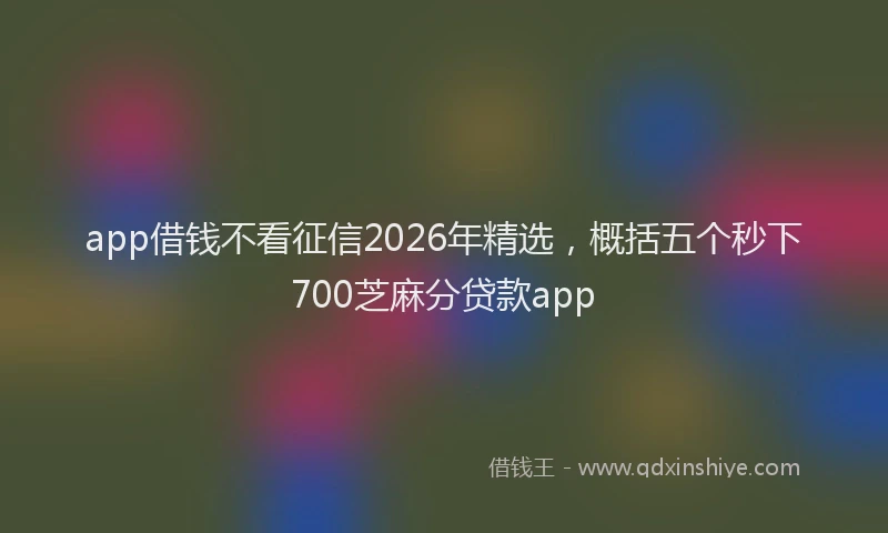 app借钱不看征信2026年精选，概括五个秒下700芝麻分贷款app