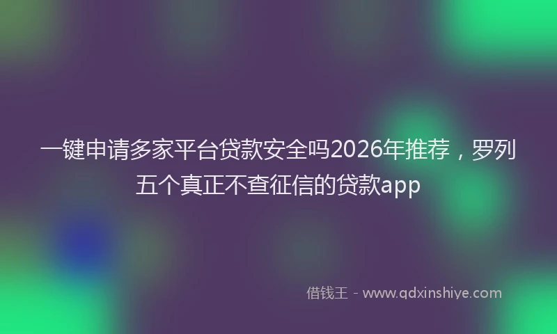一键申请多家平台贷款安全吗2026年推荐，罗列五个真正不查征信的贷款app