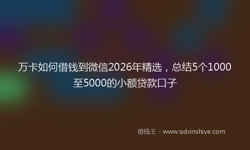 万卡如何借钱到微信2026年精选，总结5个1000至5000的小额贷款口子