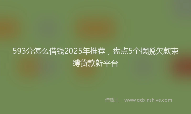 593分怎么借钱2025年推荐，盘点5个摆脱欠款束缚贷款新平台