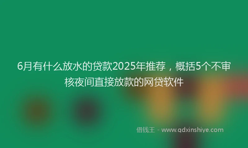 6月有什么放水的贷款2025年推荐，概括5个不审核夜间直接放款的网贷软件