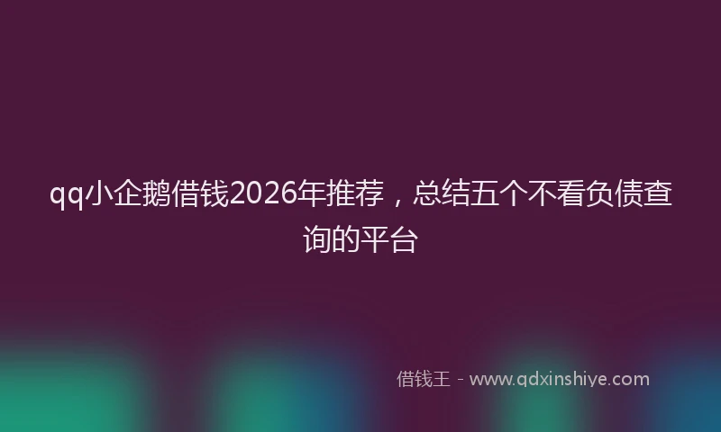 qq小企鹅借钱2026年推荐，总结五个不看负债查询的平台